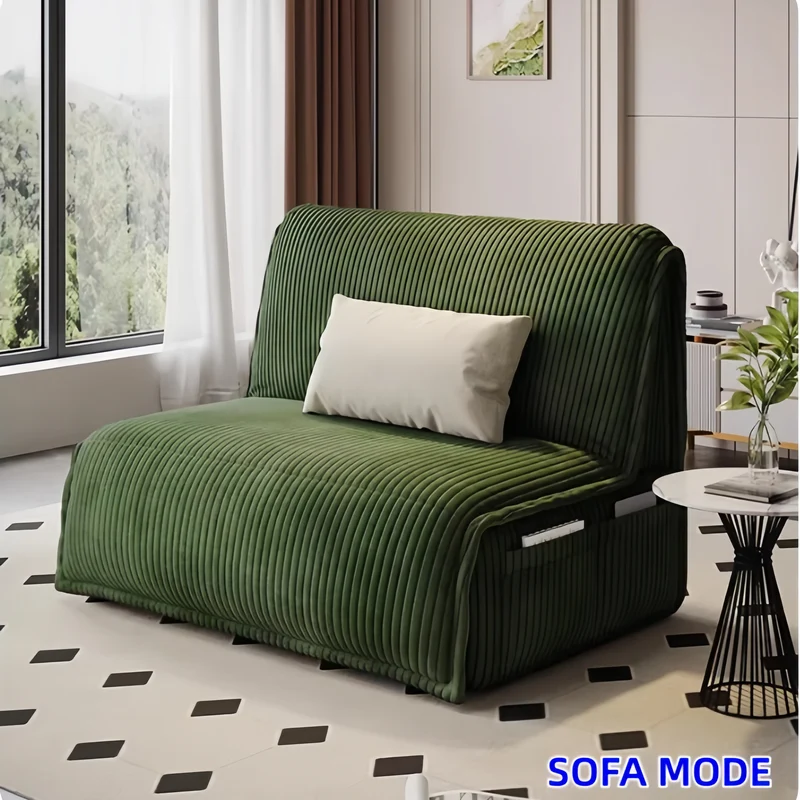 Elektrisches Schlafsofa mit Fernbedienung und Stauschublade aus Cordstoff