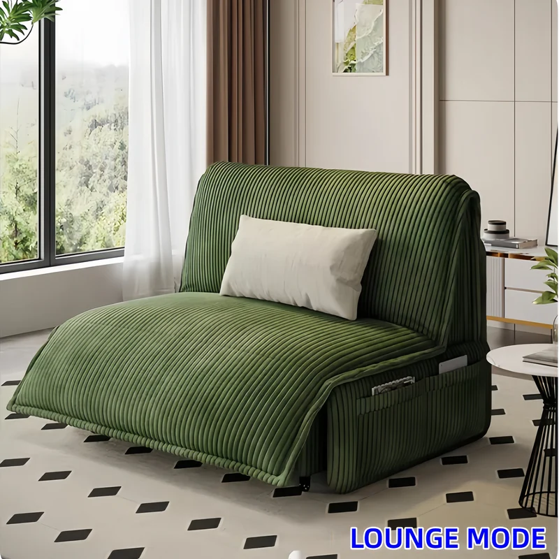 Elektrisches Schlafsofa mit Fernbedienung und Stauschublade aus Cordstoff
