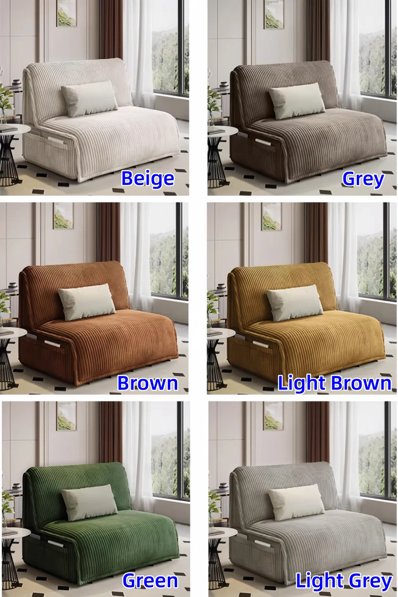 Elektrisches Schlafsofa mit Fernbedienung und Stauschublade aus Cordstoff