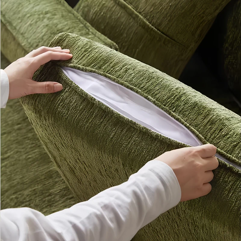 Schlafsofa aus massivem Eschenholz mit Bezug aus Chenille-Stoff mit vierblättrigem Kleeblattmuster