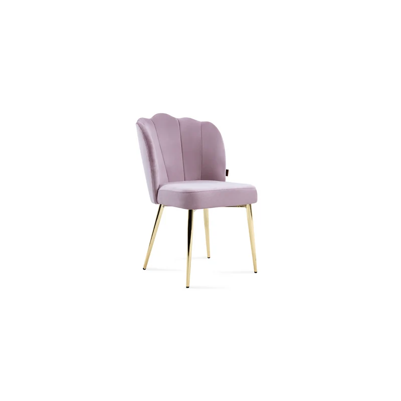 Anemon Dining Chair – Grey Upholstery with Gold Legs