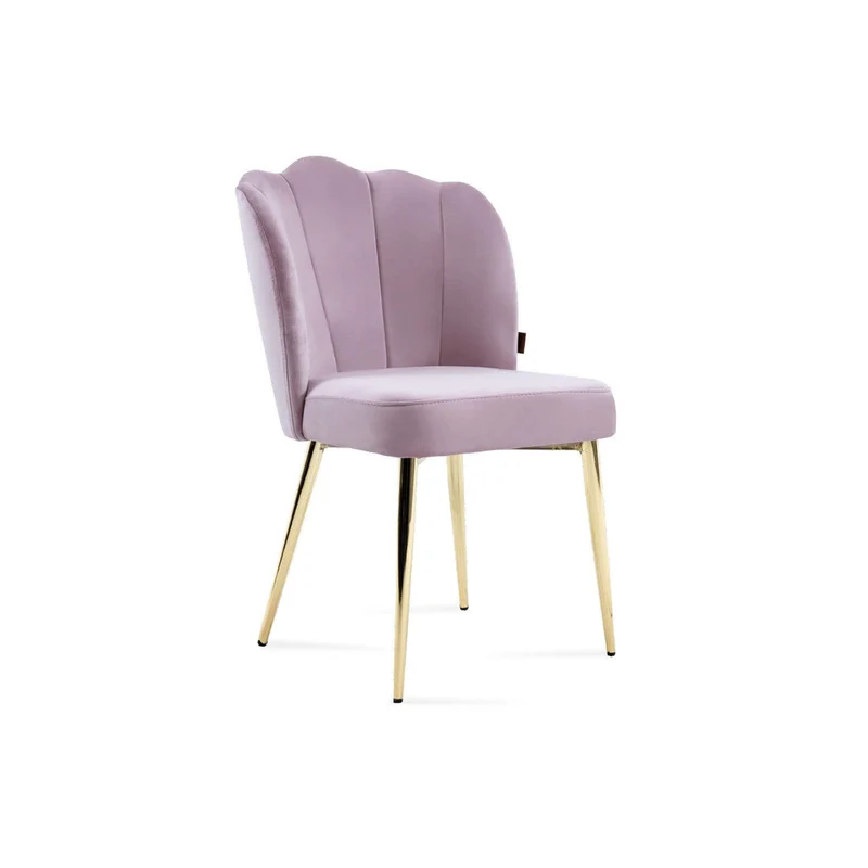 Anemon Dining Chair – Grey Upholstery with Gold Legs