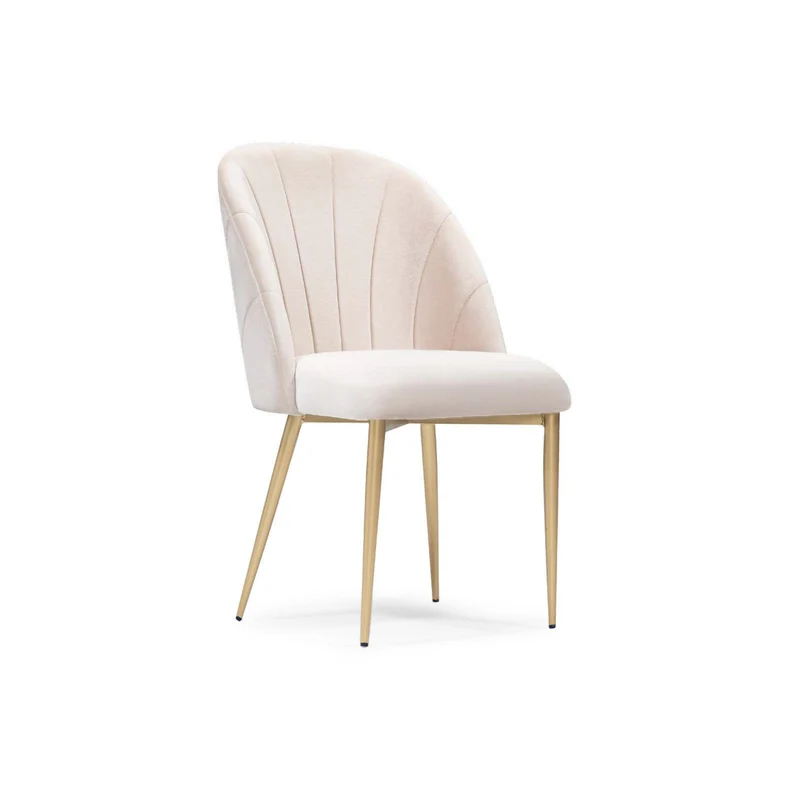 Lillium Dining Chair – Grey Upholstery with Gold Half-Circle Base