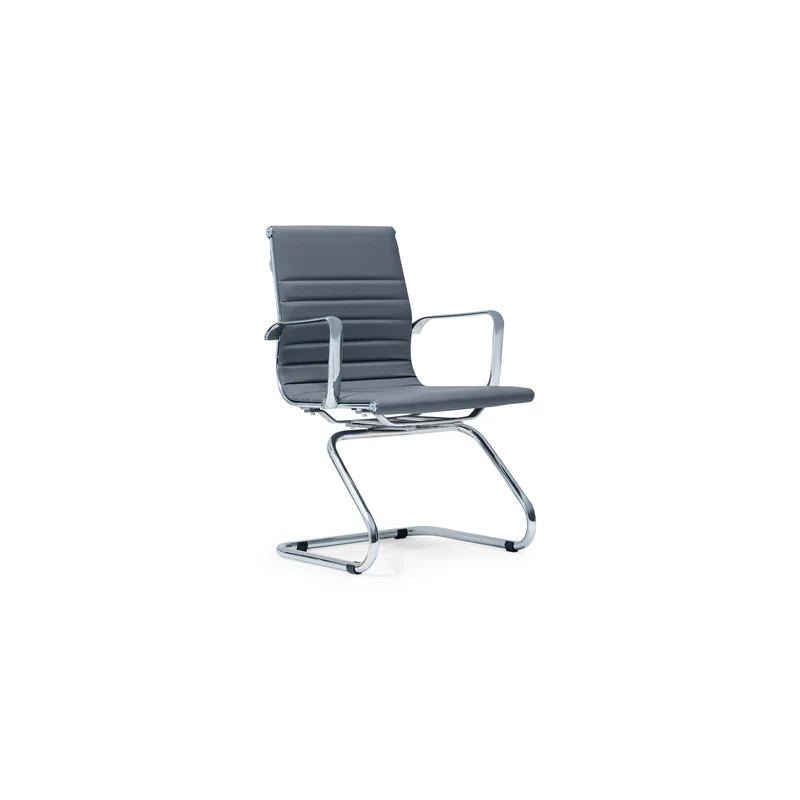 Lexus Visitor Chair – Chrome Cantilever with Ribbed Grey Upholstery