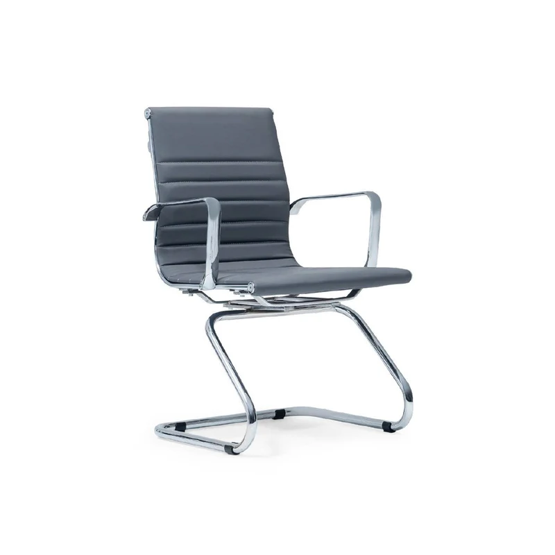 Lexus Visitor Chair – Chrome Cantilever with Ribbed Grey Upholstery