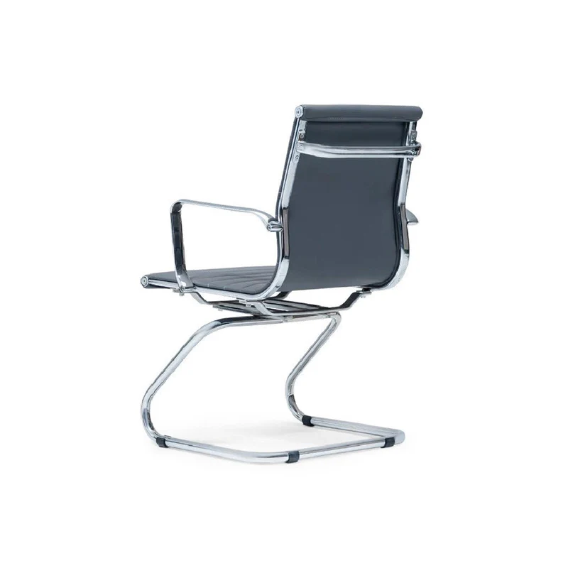 Lexus Visitor Chair – Chrome Cantilever with Ribbed Grey Upholstery