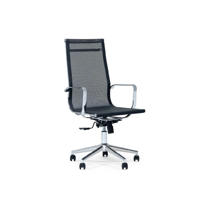 Clever High-Back Mesh Office Chair – Black, Chrome Base