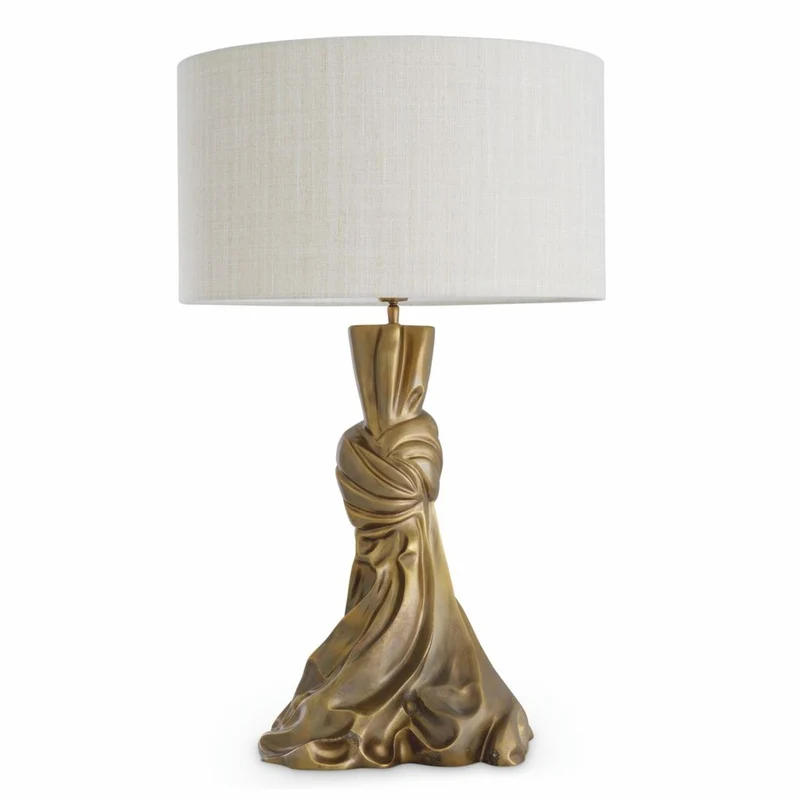 Casa Padrino Luxus Tischleuchte Vintage Messing / Creme H. 88 cm - Runde Schreibtischleuchte - Luxus Leuchten