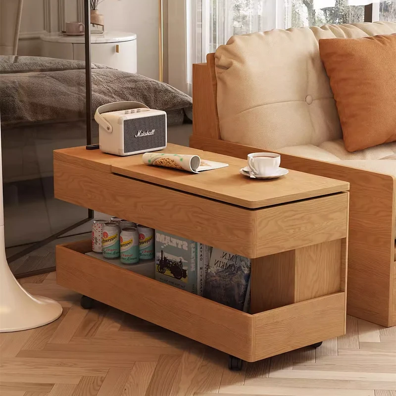 Multifunktionales High-Box-Sofa aus Stoff mit Armlehnen, Tisch und Schubladen