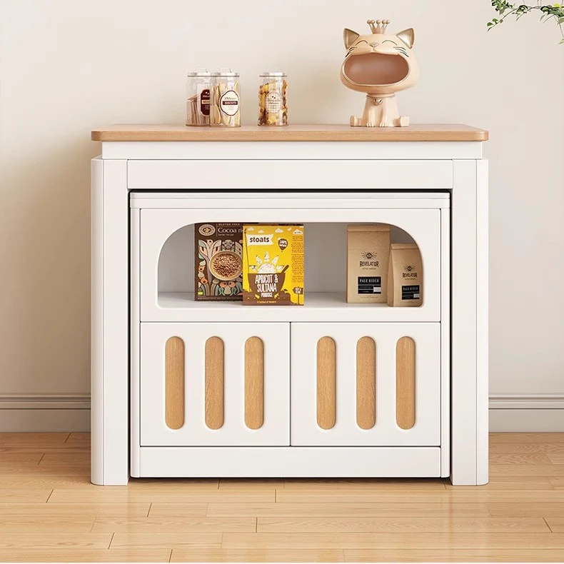 Moderner ausziehbarer Esstisch mit 4 Marmorblättern und Sideboard-Schrank