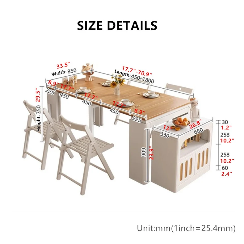 Moderner ausziehbarer Esstisch mit 4 Marmorblättern und Sideboard-Schrank
