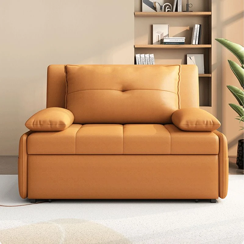 Ausziehbares Schlafsofa aus Leathaire mit Schublade darunter