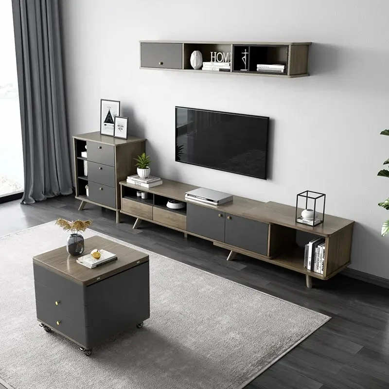 Multifunktionaler moderner anheb- und erweiterbarer Couchtisch mit Schubladen und Universalrädern