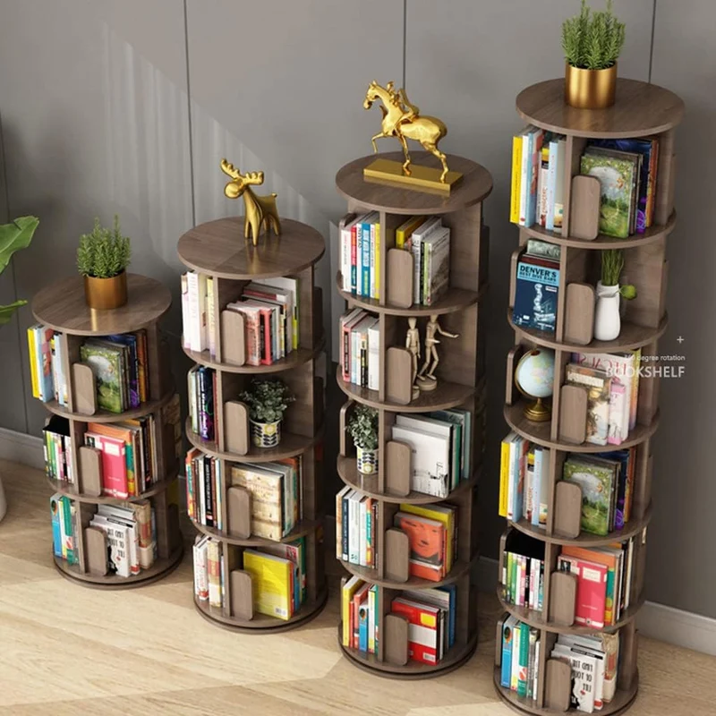Um 360° drehbares Bücherregal aus Massivholz