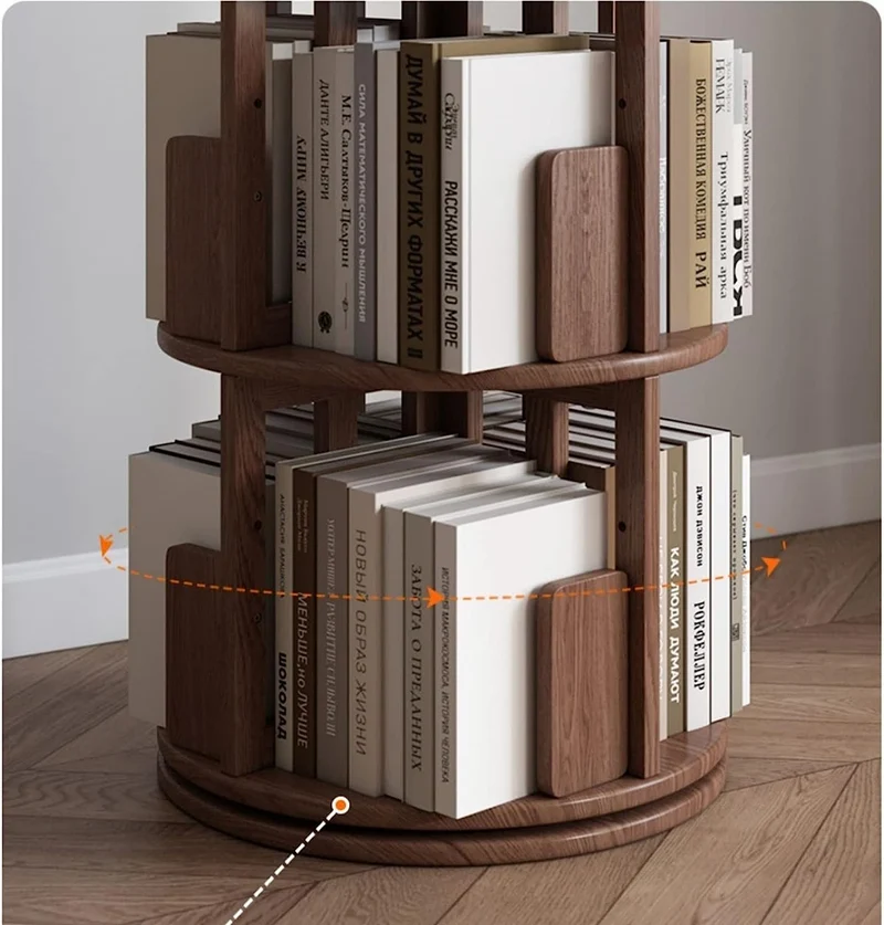 Um 360° drehbares Bücherregal aus Massivholz