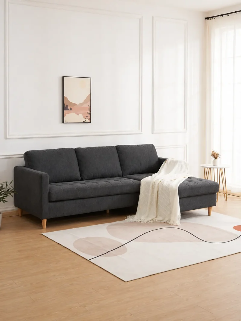Firenze Sofa mit verstellbarer Récamiere Stoff, dunkelgrau