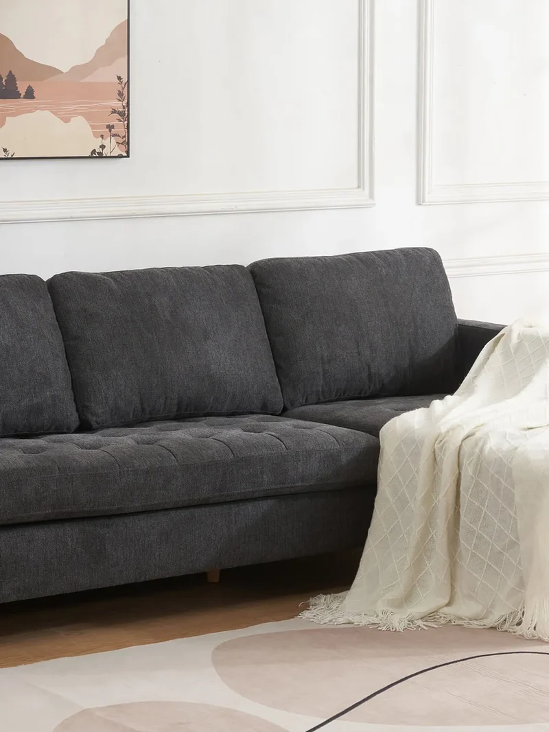 Firenze Sofa mit verstellbarer Récamiere Stoff, dunkelgrau