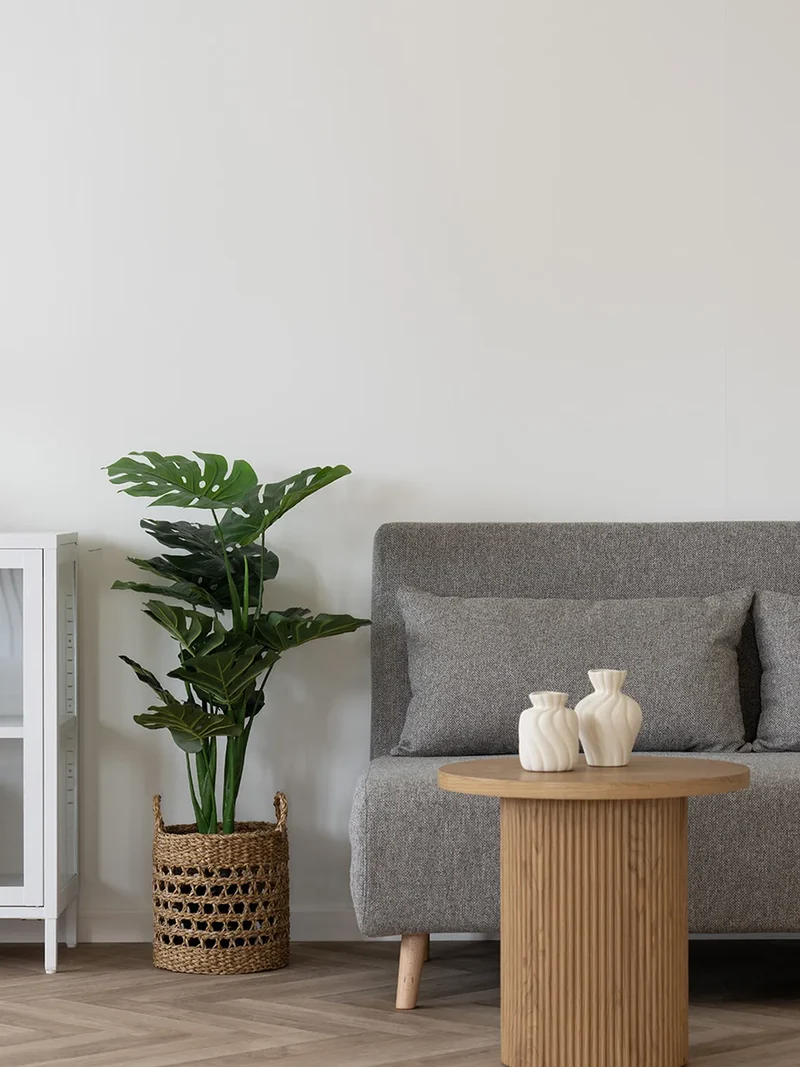 Marlow Schlafsofa Stoff, grau, Beine natur