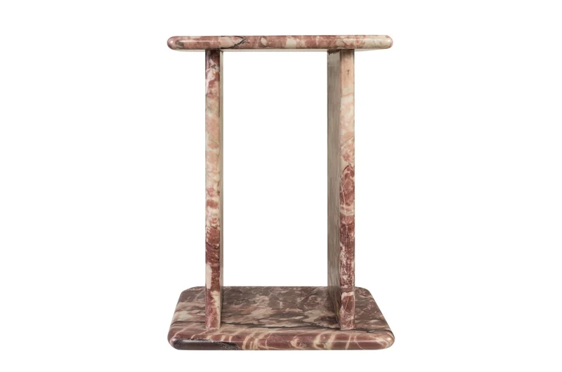 Casa Padrino Luxus Marmor Beistelltisch Rosa 30,5 x 23 x H. 41,5 cm - Schlanker Beistelltisch aus hochwertigem Rosalia Pink Marmor - Luxus Möbel