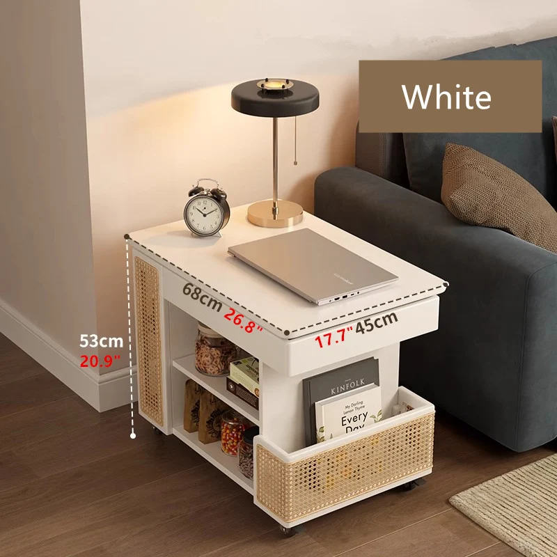 Anhebbarer Couchtisch aus Massivholz mit Stauraum und Universalrollen