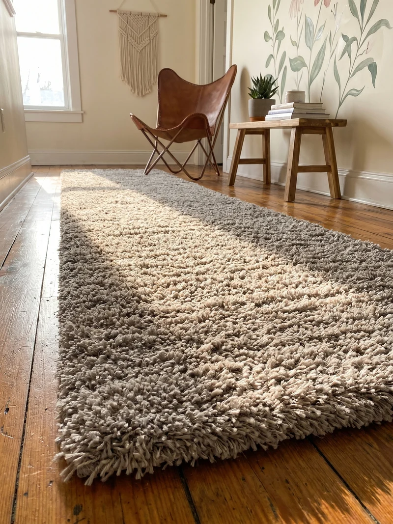 Shaggy Hochflor-Teppich – Helle Naturtöne | 5 cm Florhöhe extra weich