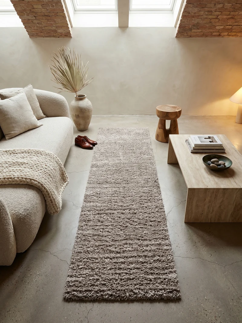 Shaggy Hochflor-Teppich – Helle Naturtöne | 5 cm Florhöhe extra weich