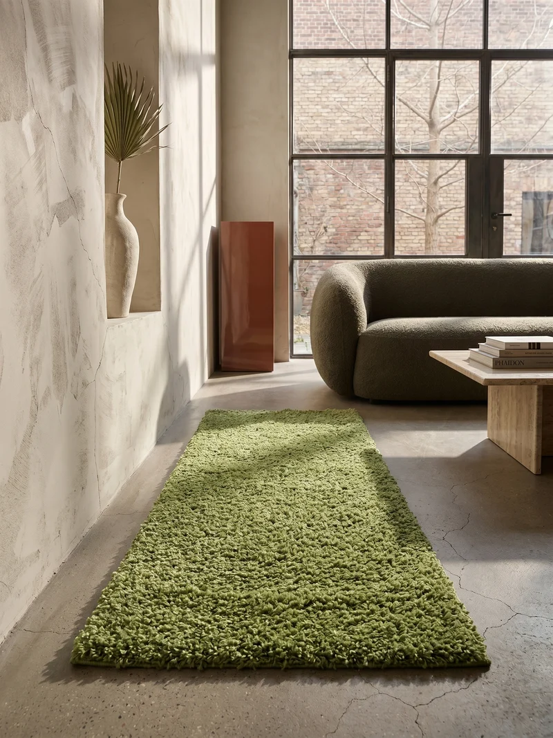Shaggy Hochflor-Teppich – Kühle Frischtöne | 3 cm Florhöhe waschbar