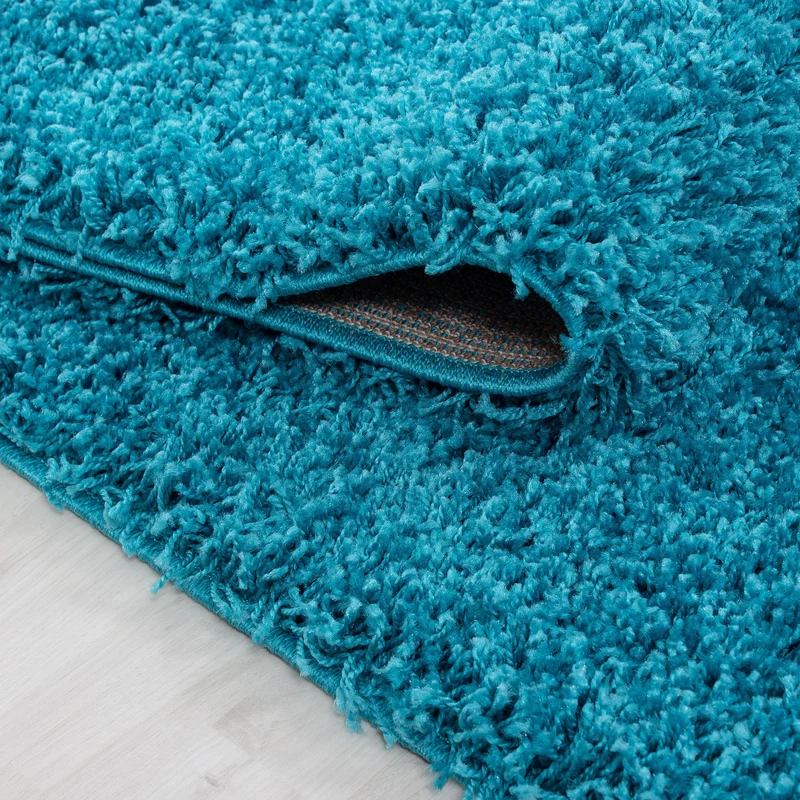 Shaggy Hochflor-Teppich – Kühle Frischtöne | 3 cm Florhöhe waschbar