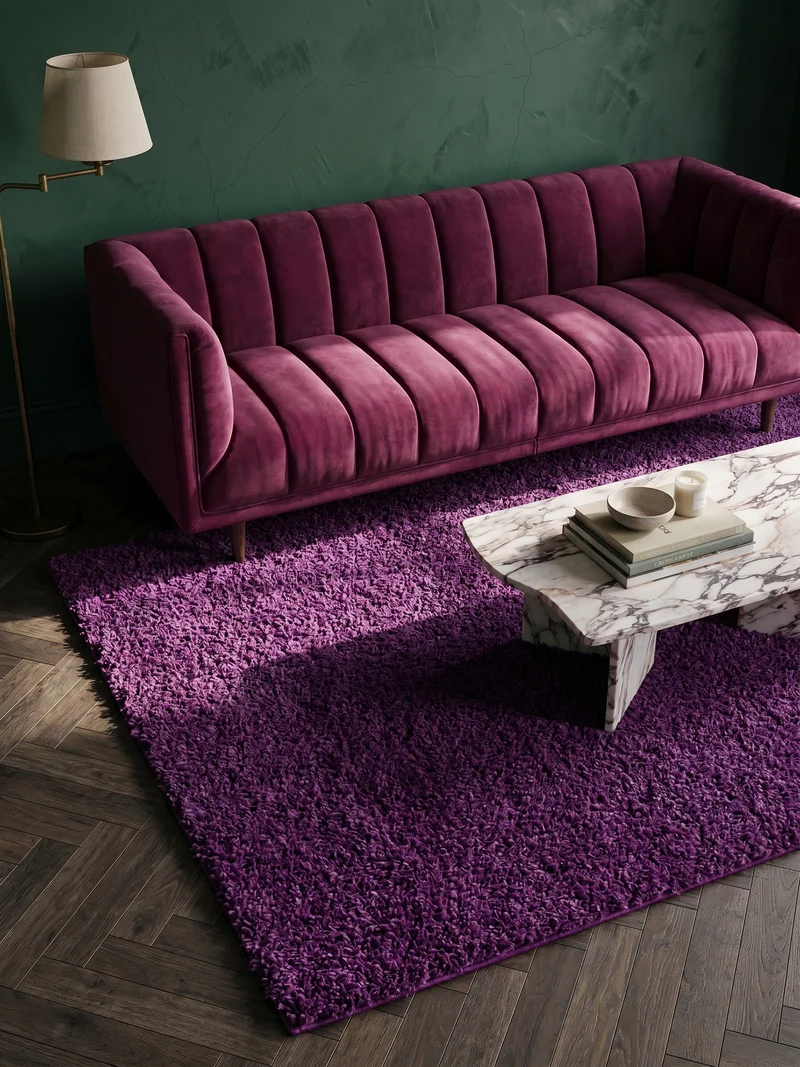 Shaggy Hochflor-Teppich – Lebhafte Akzente | 3 cm Florhöhe waschbar