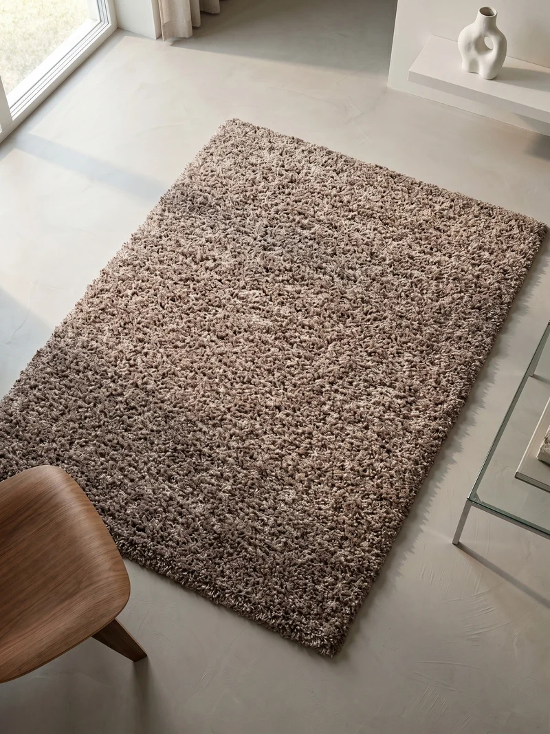 Shaggy Hochflor-Teppich – Warme Erdtöne | 3 cm Florhöhe waschbar