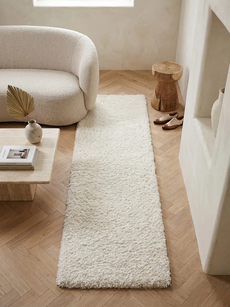 Shaggy Hochflor-Teppich – Helle Naturtöne | 3 cm Florhöhe waschbar