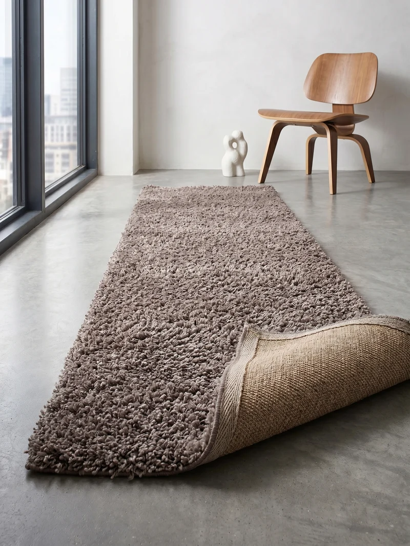 Shaggy Hochflor-Teppich – Helle Naturtöne | 3 cm Florhöhe waschbar
