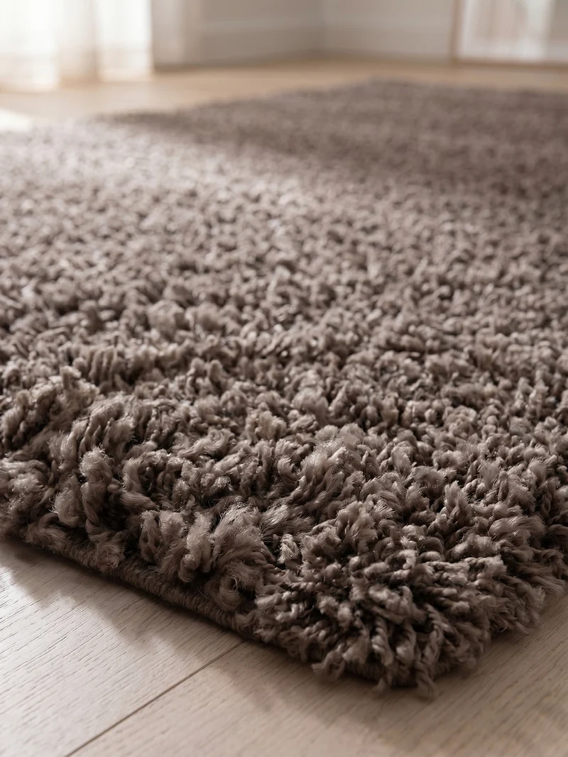 Shaggy Hochflor-Teppich – Helle Naturtöne | 3 cm Florhöhe waschbar