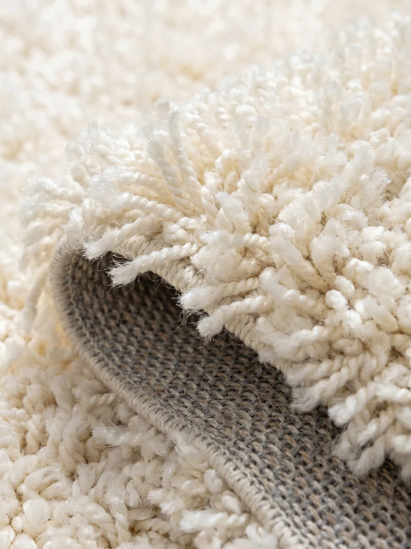 Shaggy Hochflor-Teppich – Helle Naturtöne | 3 cm Florhöhe waschbar