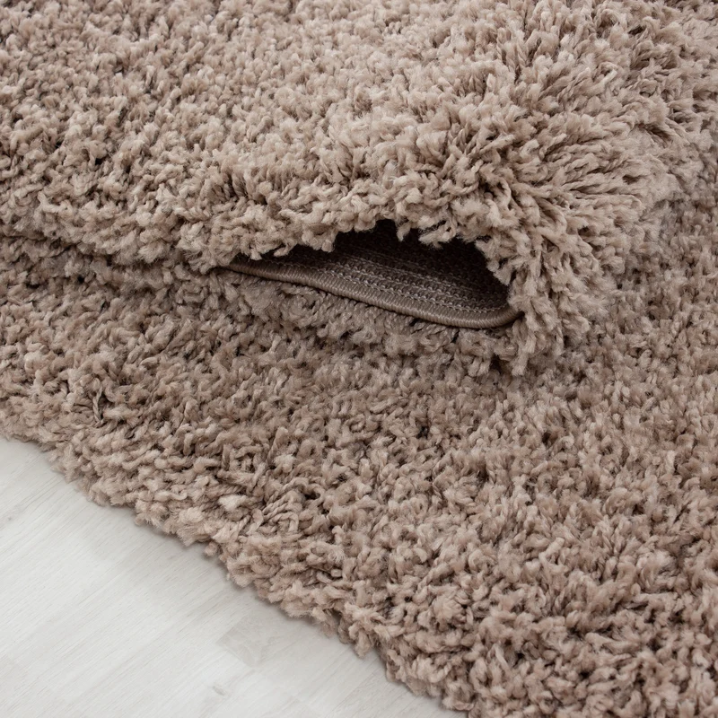 Shaggy Hochflor-Teppich – Helle Naturtöne | 3 cm Florhöhe waschbar