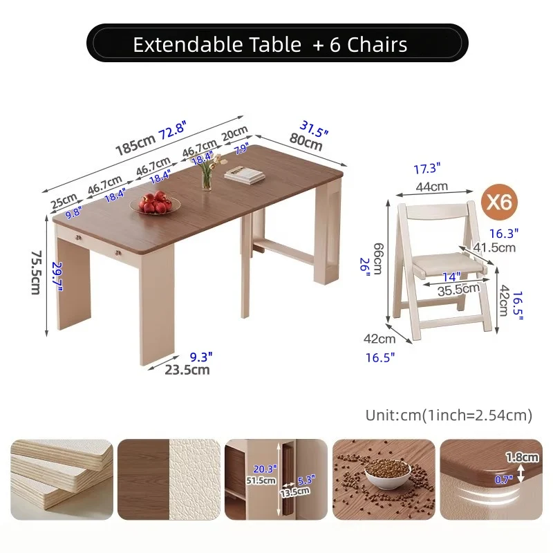 Ausziehbarer Esstisch mit rollbarem Sideboard und Stühlen (Set)