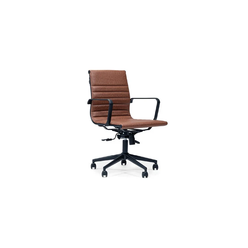 Point Mid-Back Office Chair – Brown Ribbed Upholstery