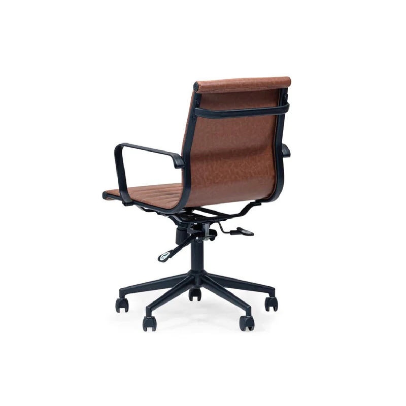 Point Mid-Back Office Chair – Brown Ribbed Upholstery