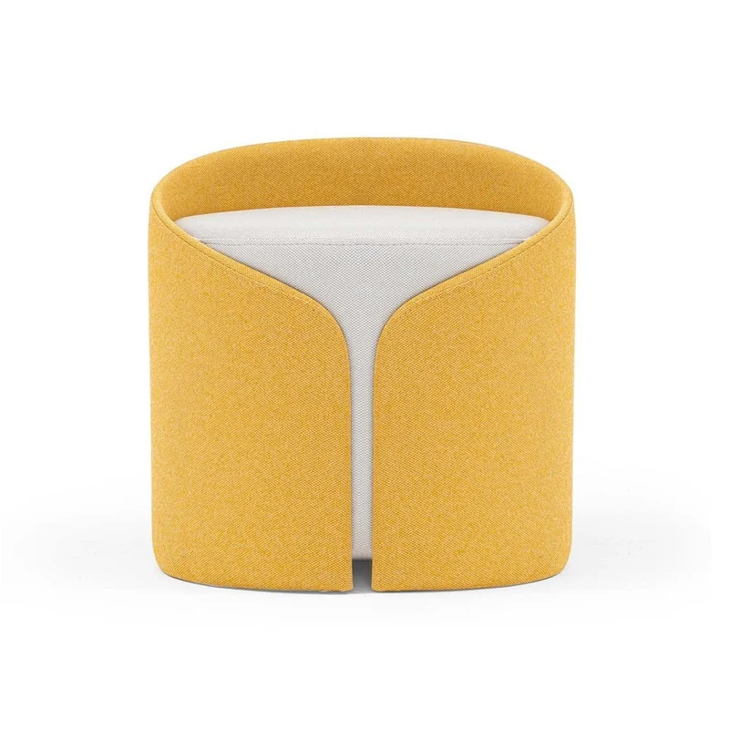 Form Ottoman Stool – Mustard Yellow & Grey Fabric