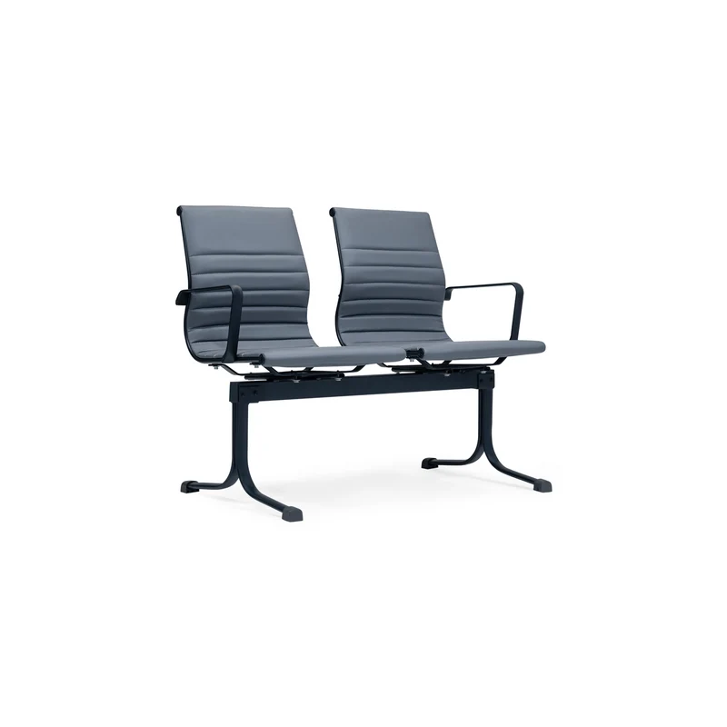 King Two-Seater Waiting Area Chair – Dark Grey Ribbed Upholstery
