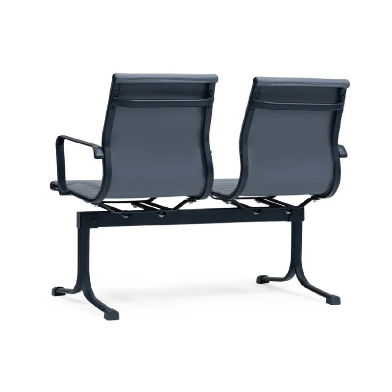 King Two-Seater Waiting Area Chair – Dark Grey Ribbed Upholstery