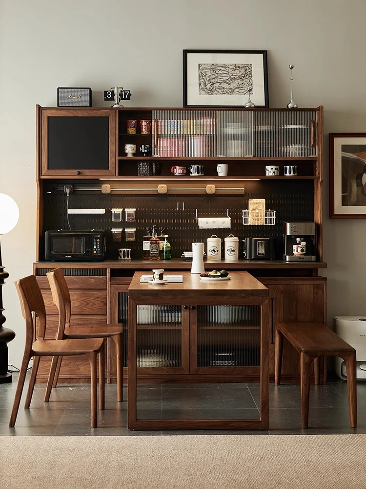 Sideboard-Schrank aus schwarzem Walnussholz mit drehbarem Schreibtisch aus Nordamerika