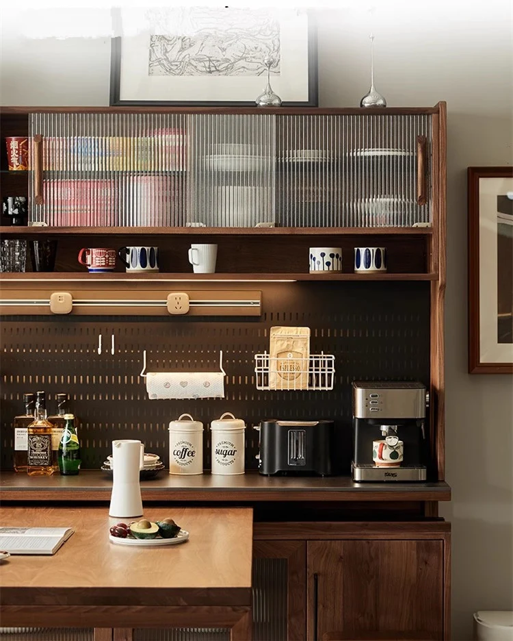 Sideboard-Schrank aus schwarzem Walnussholz mit drehbarem Schreibtisch aus Nordamerika