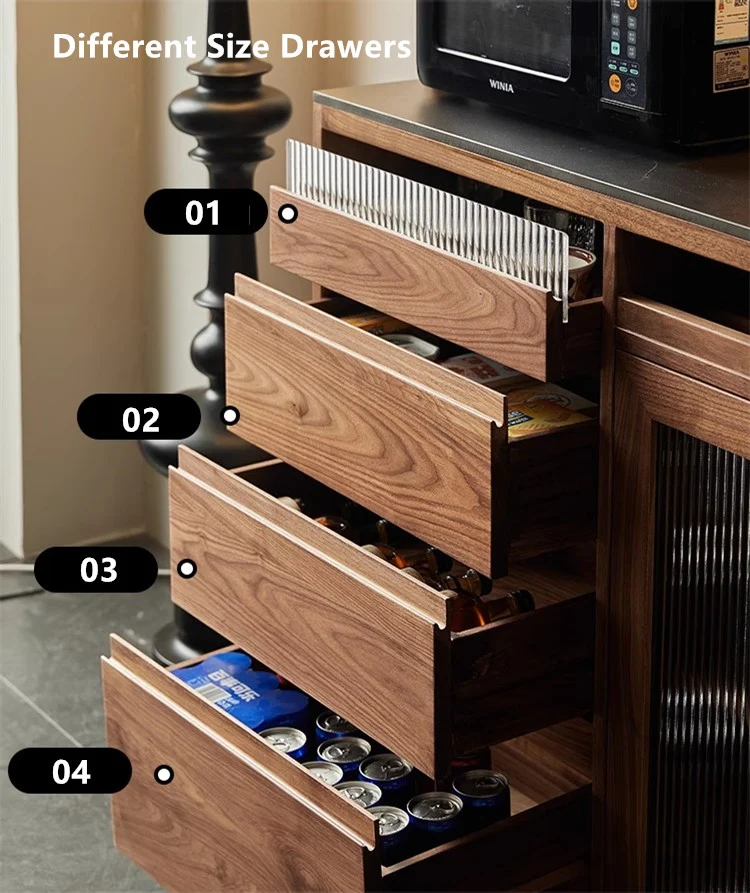 Sideboard-Schrank aus schwarzem Walnussholz mit drehbarem Schreibtisch aus Nordamerika