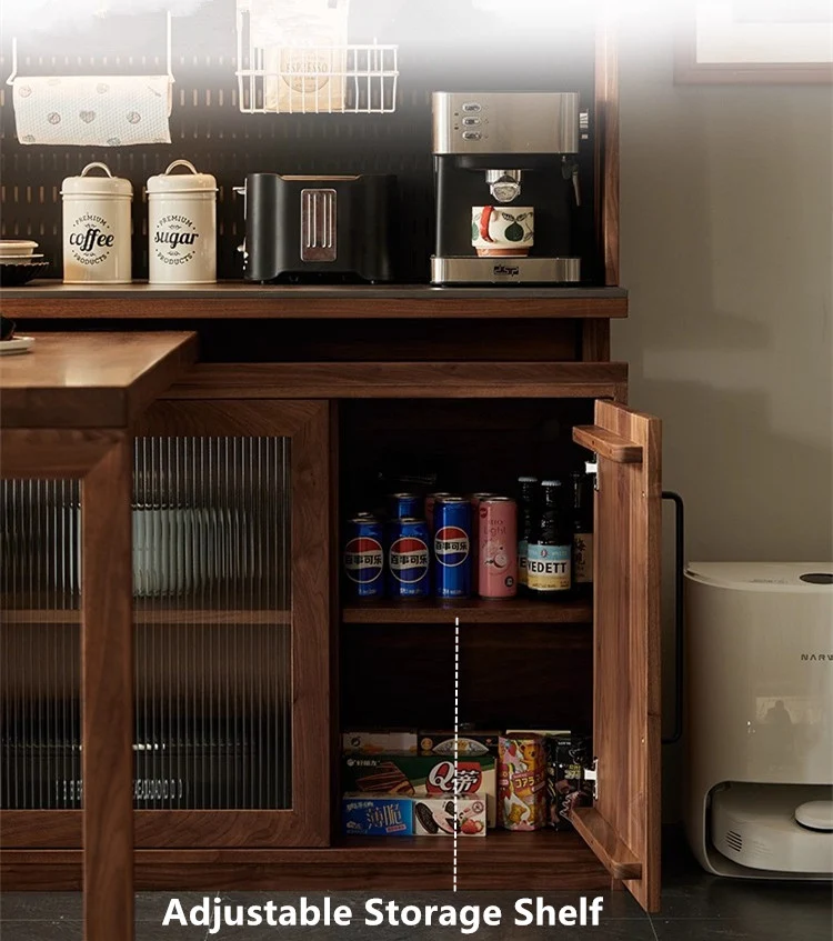 Sideboard-Schrank aus schwarzem Walnussholz mit drehbarem Schreibtisch aus Nordamerika