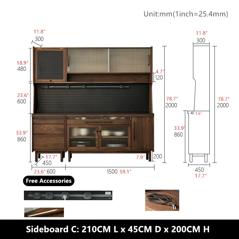 Sideboard-Schrank aus nordamerikanischem Walnussholz