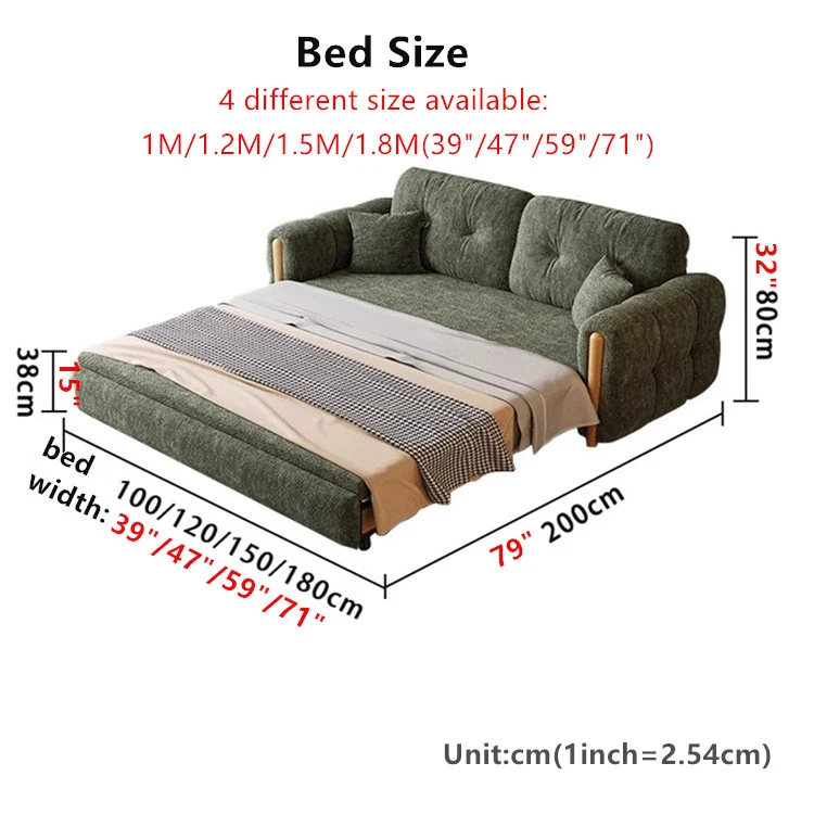 3-in-1-Schlafsofa aus Chenille-Stoff mit elektrisch verstellbarem Couchtisch