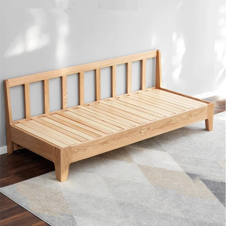 Ausziehbares Schlafsofa von Japandi mit Rückenlehne aus massivem Holz