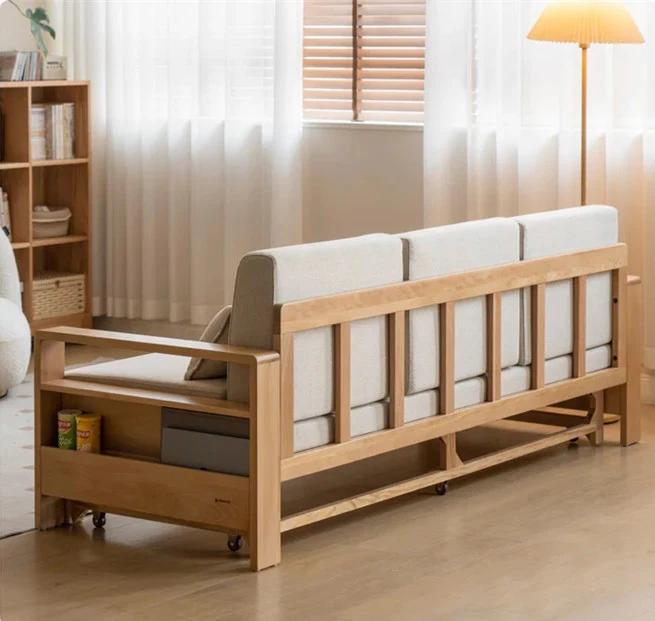 Japandi Schlafsofa aus massivem Buchenholz