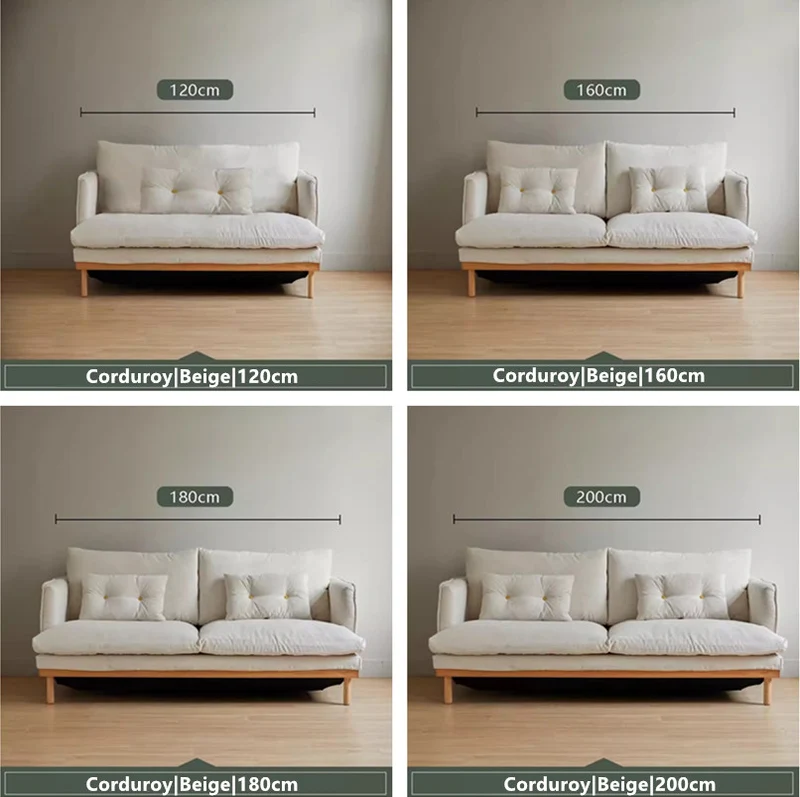 Gepolstertes Schlafsofa aus Cord